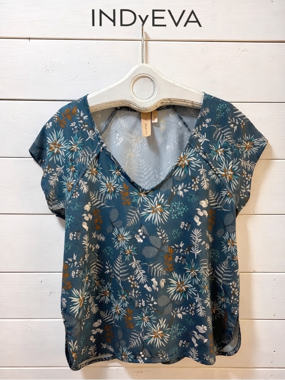 INDYEVA TEAL FLORAL TOP  – M